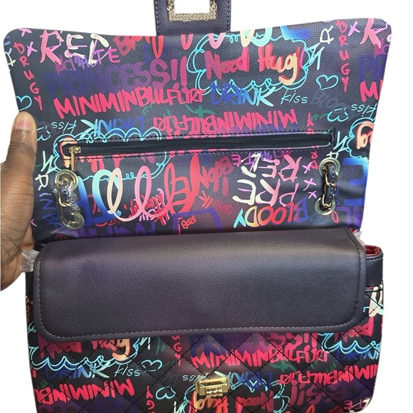 Caleesa Graffiti Print Quilted Crossbody Bag, Multicolor, NWT - Picture 4 of 8